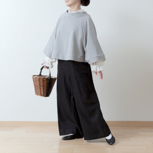 成人休閒棉質抓絨A字插肩套頭衫/上衣 灰色