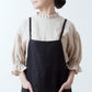 Elegant tuck frill collar *Perfect for ceremonies* Back covered button gathered sleeve linen blouse 5/8 sleeve/beige